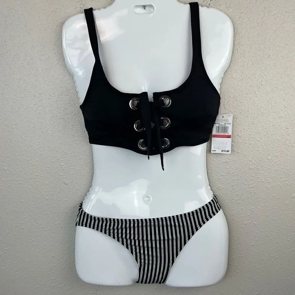 NWT MICHAEL Michael Kors Two Piece Matching Bikini and Bottoms Size XS